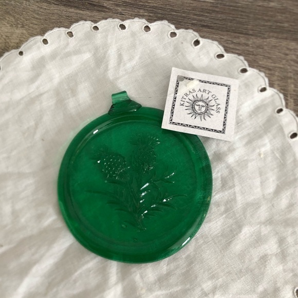 Hand Crafted Other - Kitras Art Glass Thistle Suncatcher
